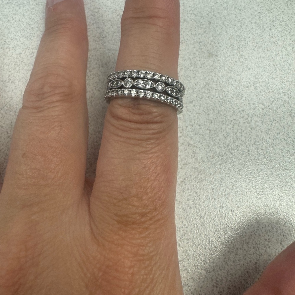 CZ Bridal Set Stacking Rings, Size 7